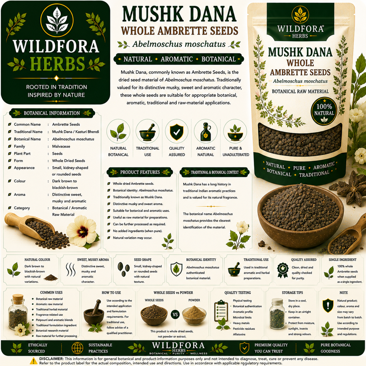 Mushk Dana Ambrette Seeds Abelmoschus Moschatus Natural Whole