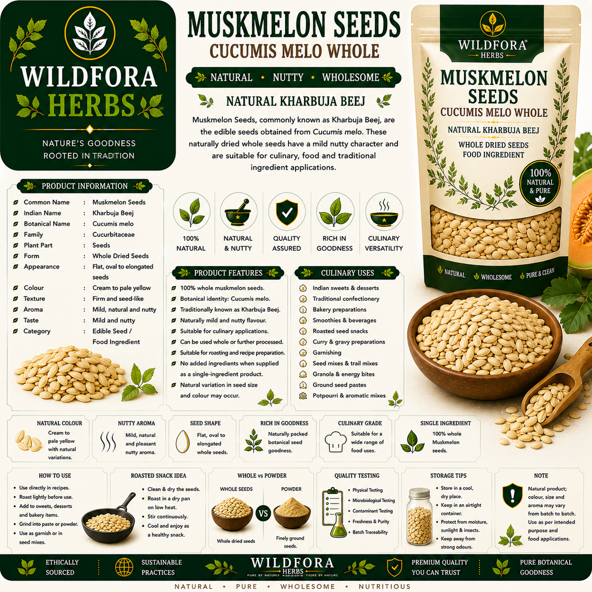 Muskmelon Seeds Cucumis Melo Whole Natural Kharbuja Beej