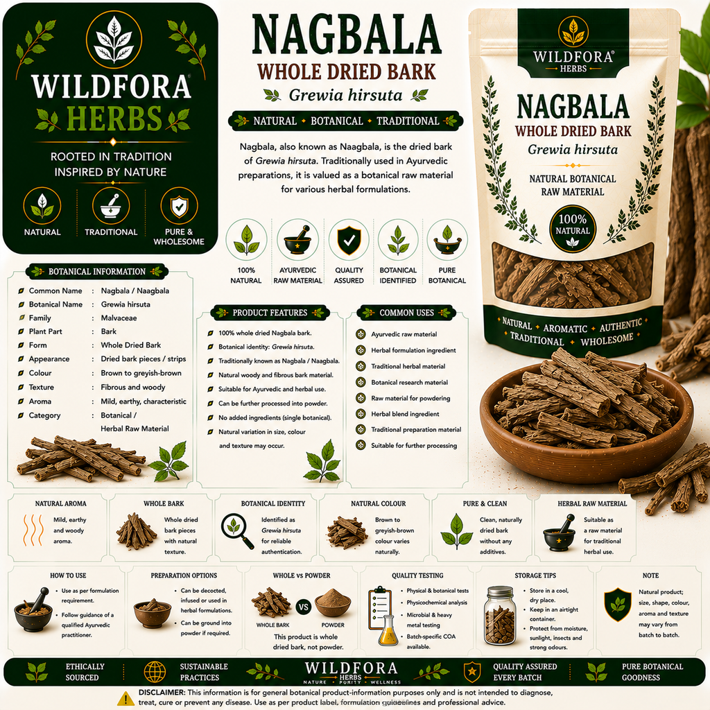 Nagbala Grewia Hirsuta Whole Natural Naagbala Bark