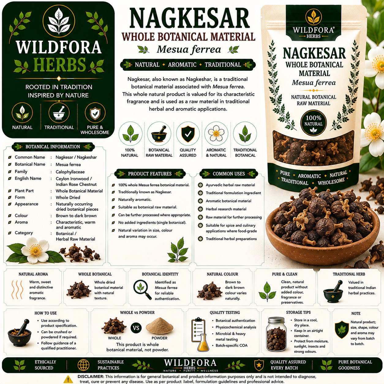 Nagkesar Mesua Ferrea Whole Natural Ceylon Ironwood Herbal Product