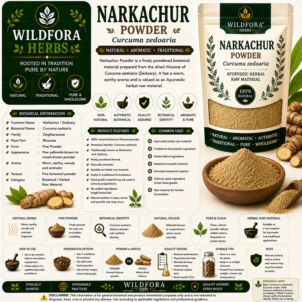 Narkachur Powder Curcuma Zedoaria | Natural Black Turmeric Root Powder