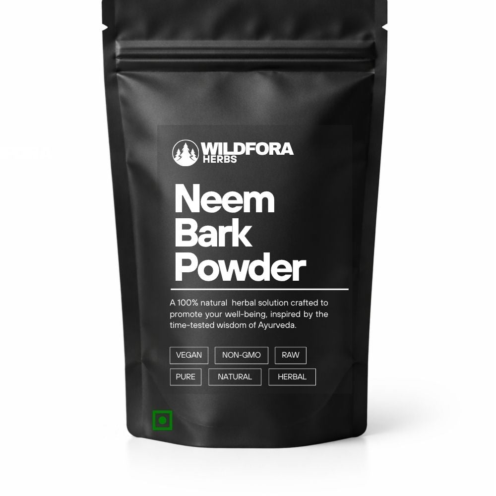 neem bark powder, azadirachta indica, herbal powder, natural supplement, wildfora, bark powder, herbal wellness, ayurvedic powder, traditional herb, plant powder
