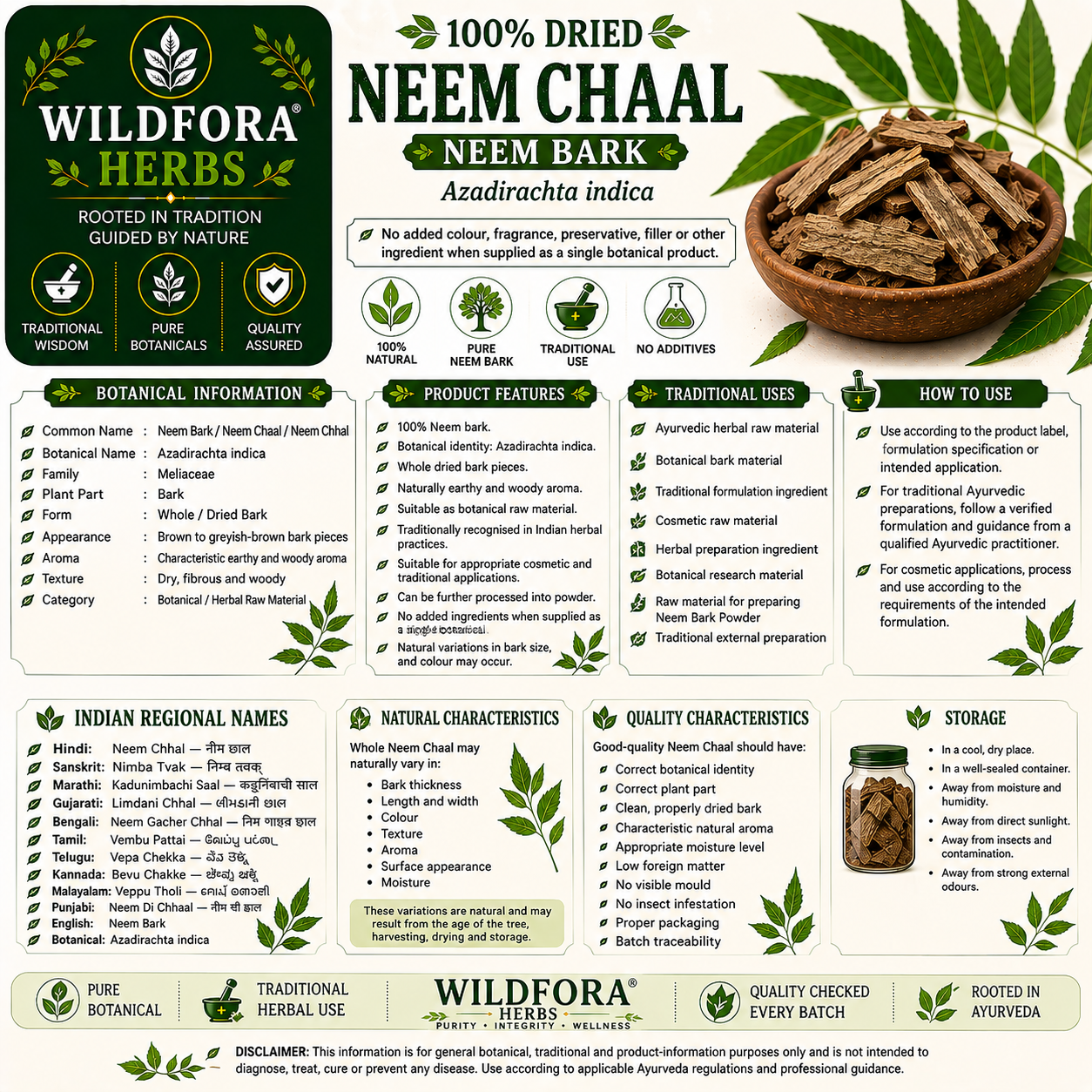 Neem Chaal Azadirachta Indica Whole Natural Neem Bark
