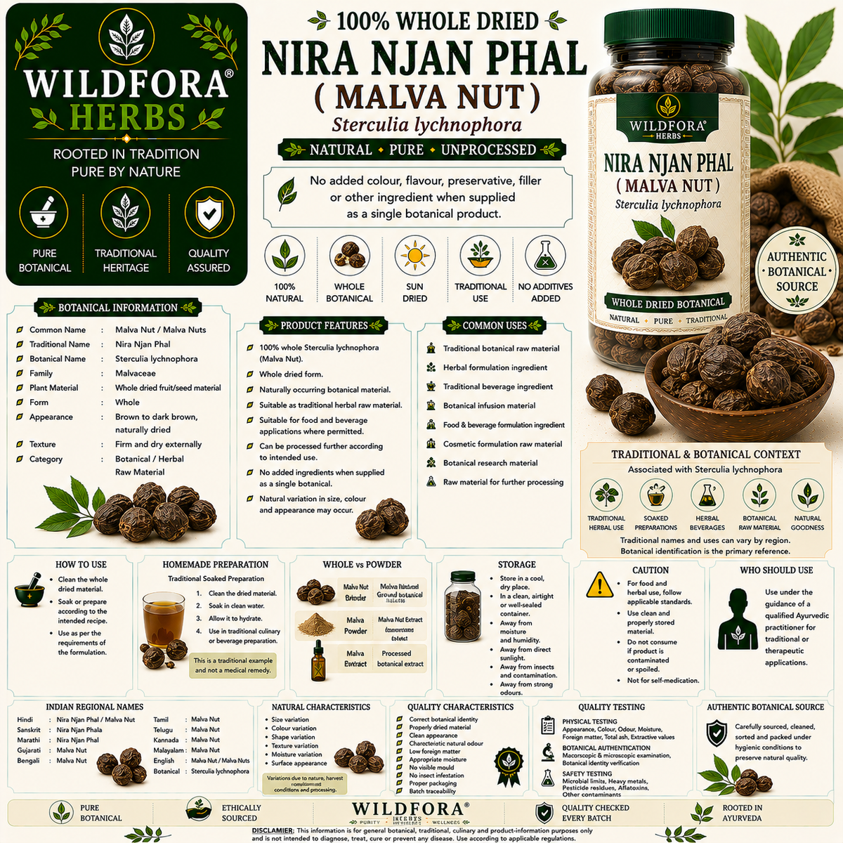 Niranjan Phal Sterculia Lychnophora Whole Natural Malva Nuts
