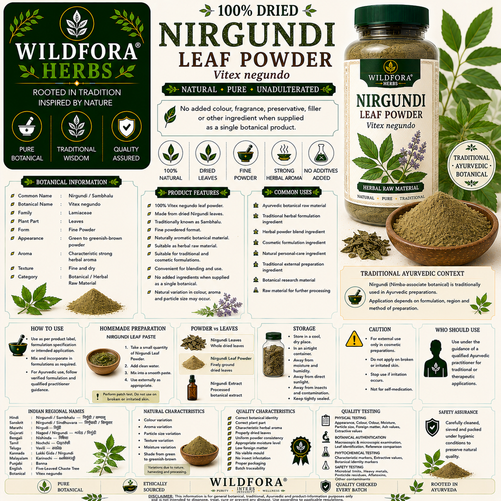 Nirgundi Leaf Powder Vitex Negundo | Sambhalu Leaf Powder