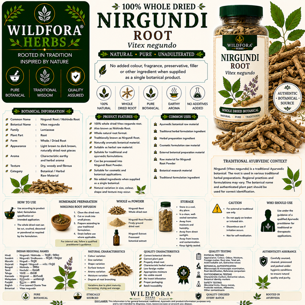 Nirgundi Root Vitex Negundo Whole Natural Nishinda Root