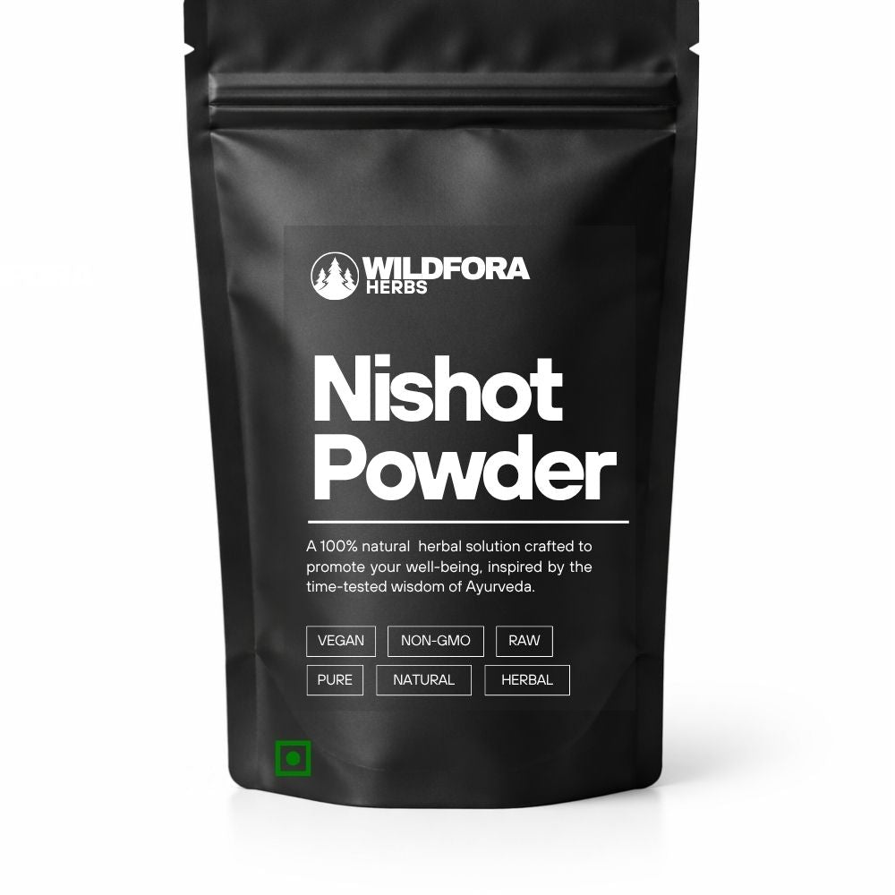 nishot powder, operculina turpethum, herbal powder, natural supplement, wildfora, root powder, herbal wellness, ayurvedic powder, traditional herb, plant powder