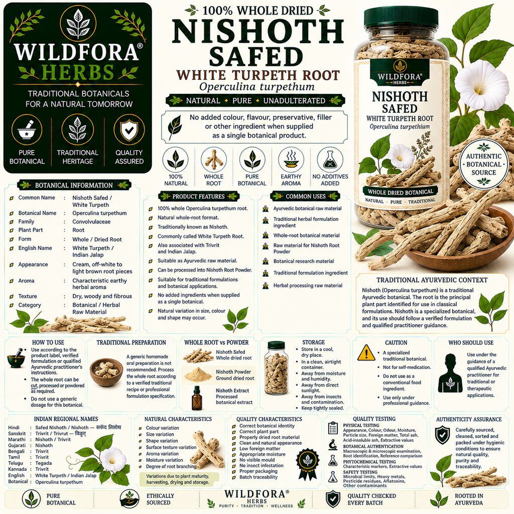 Nishoth Safed Operculina Turpethum Whole Natural White Turpeth Root