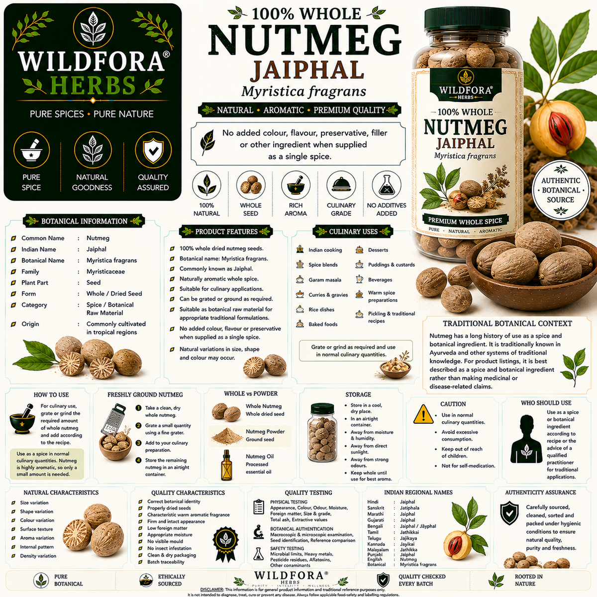 Nutmeg Myristica Fragrans Whole Natural Jaiphal Spice