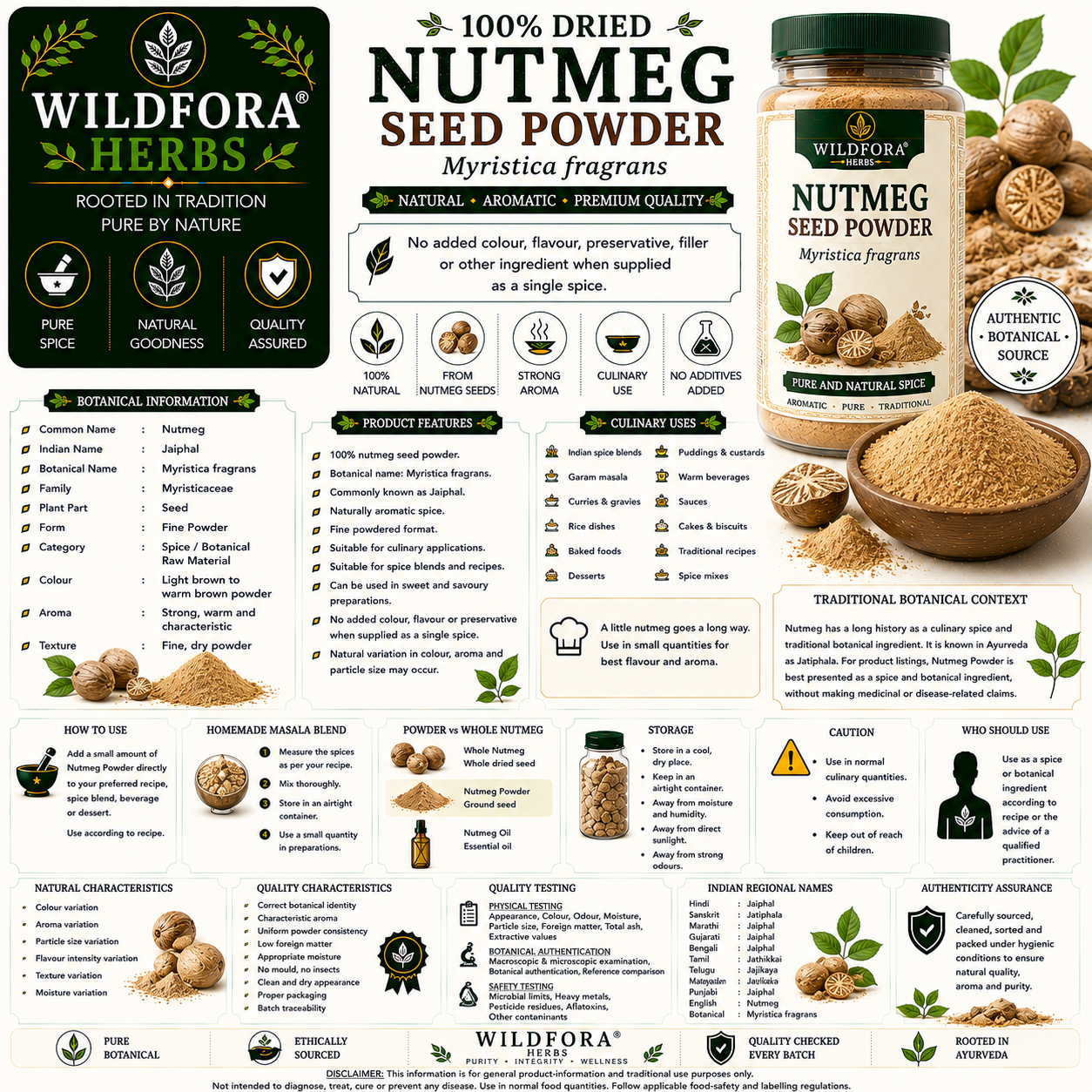 Nutmeg Powder Myristica Fragrans | Jaiphal Spice Powder