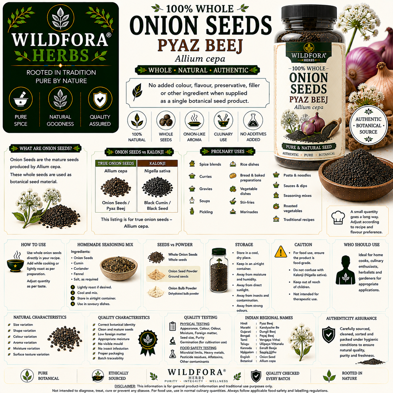 Onion Seeds Allium Cepa Whole Natural Pyaz Beej Edible Seeds