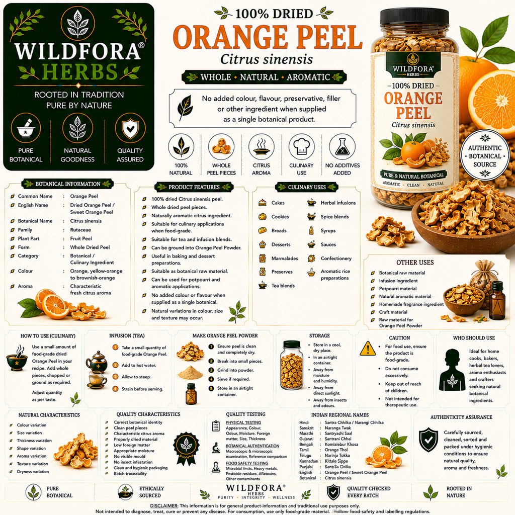 Orange Peel Dried Citrus Sinensis Whole Natural Orange Peel