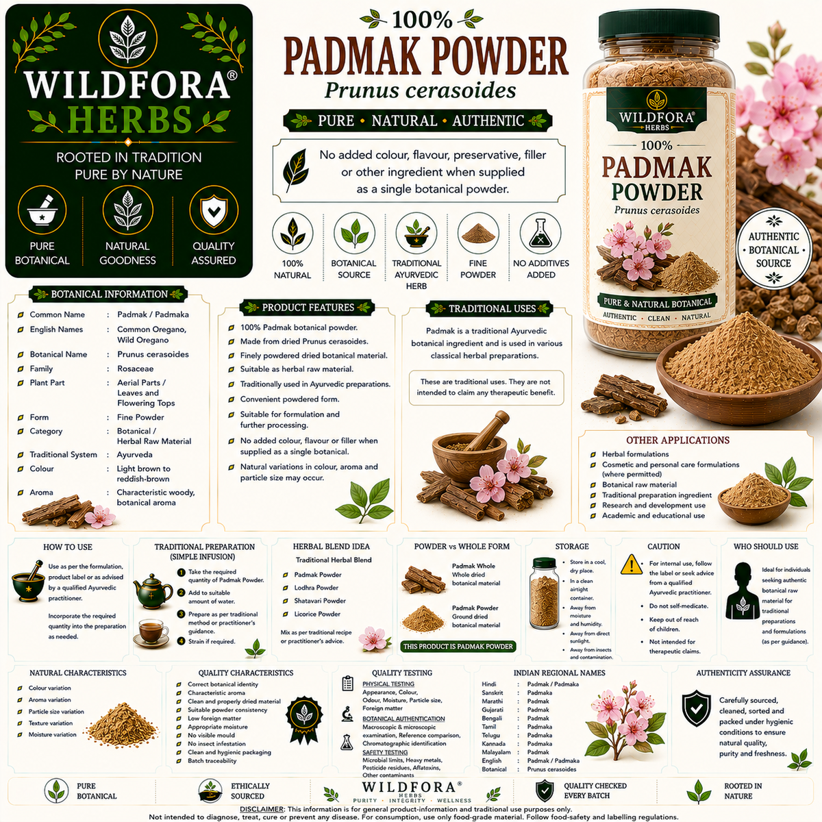 Padmak Powder Prunus Cerasoides | Padmaka Herbal Powder