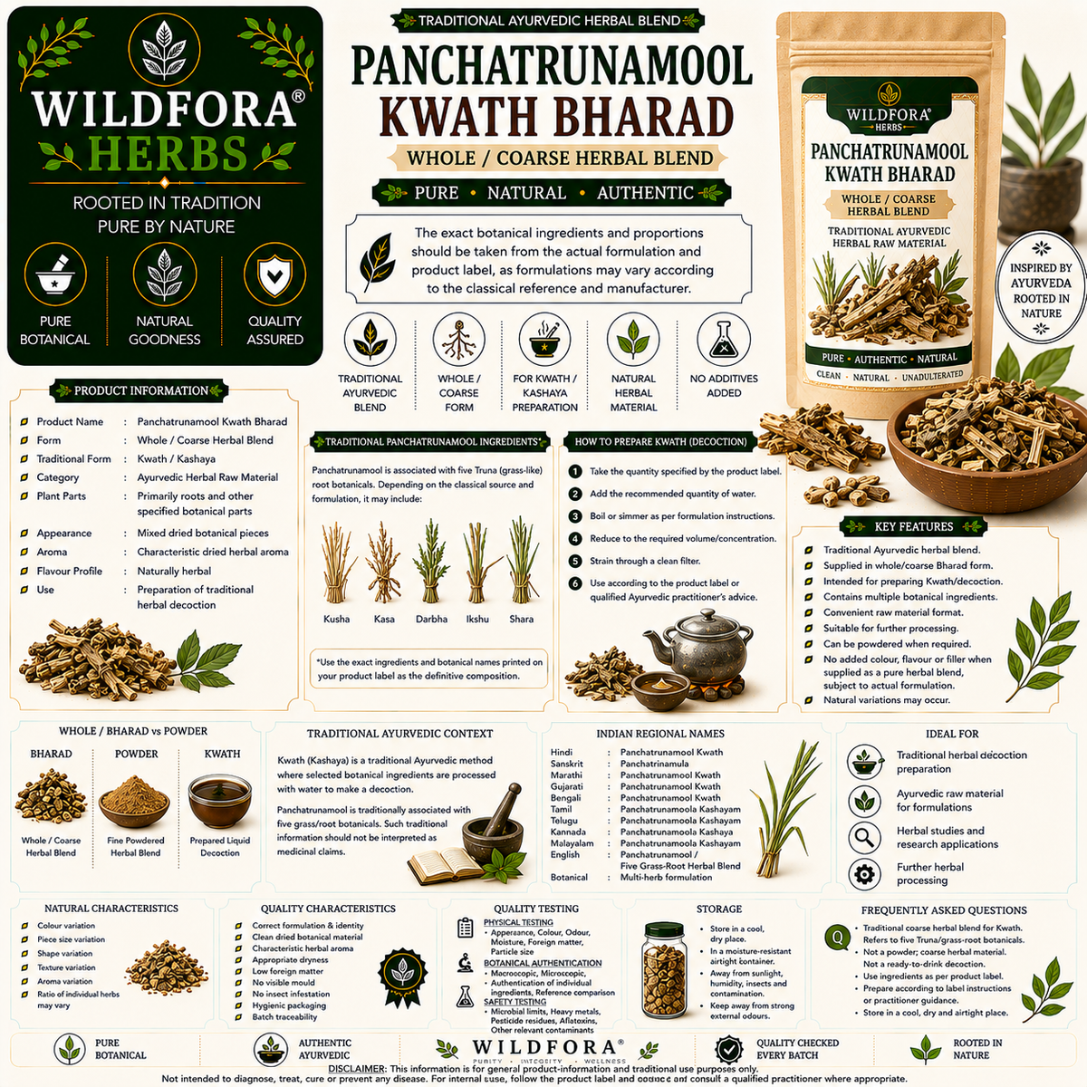 Panchatrunamool Kwath Bharad Whole Herbal Blend