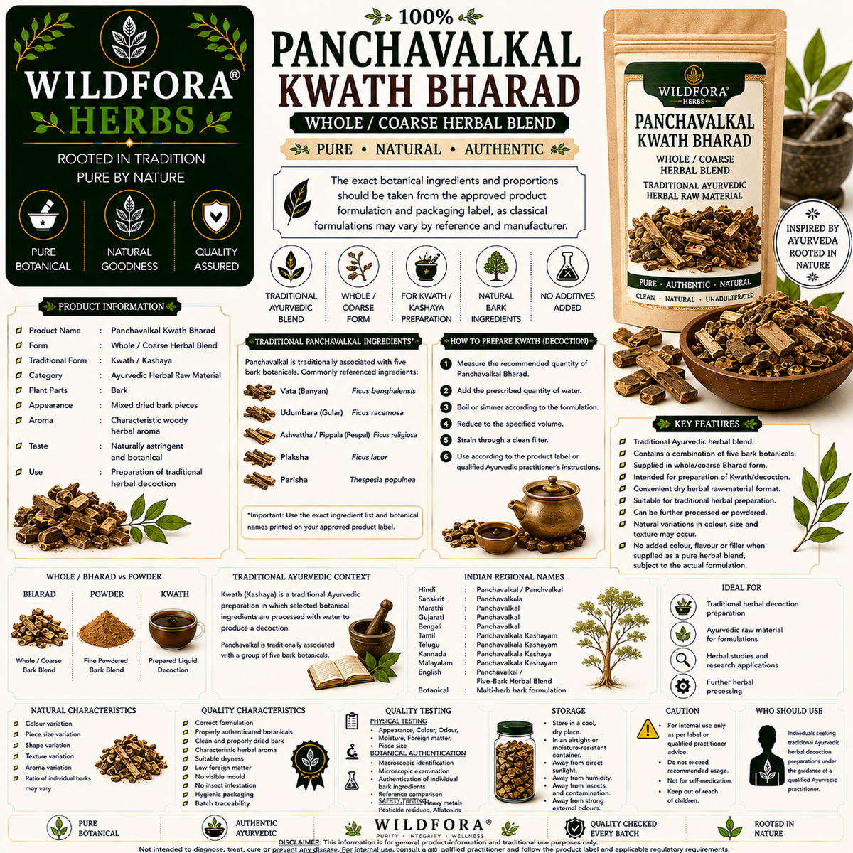 Panchavalkal Kwath Bharad Whole Herbal Blend