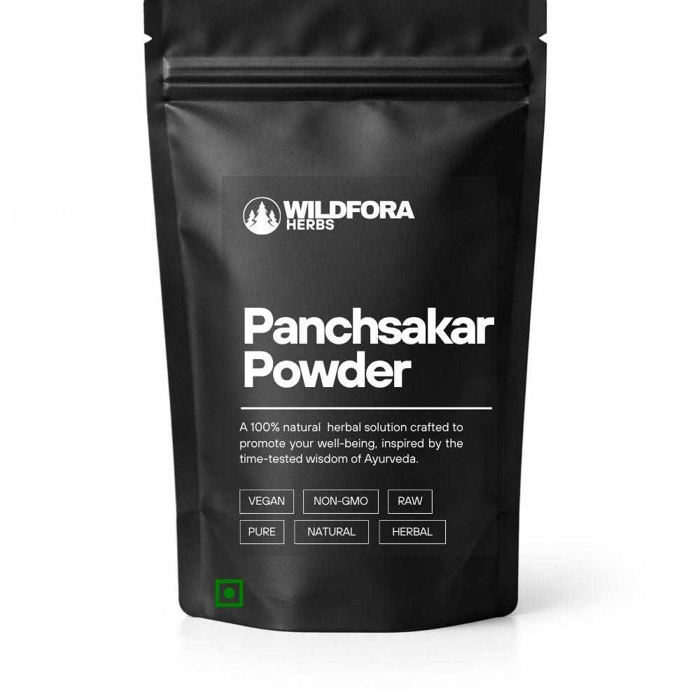 panchsakar churna, herbal powder, ayurvedic powder, natural supplement, wildfora, churna powder, herbal wellness, traditional herb, natural product, herbal blend