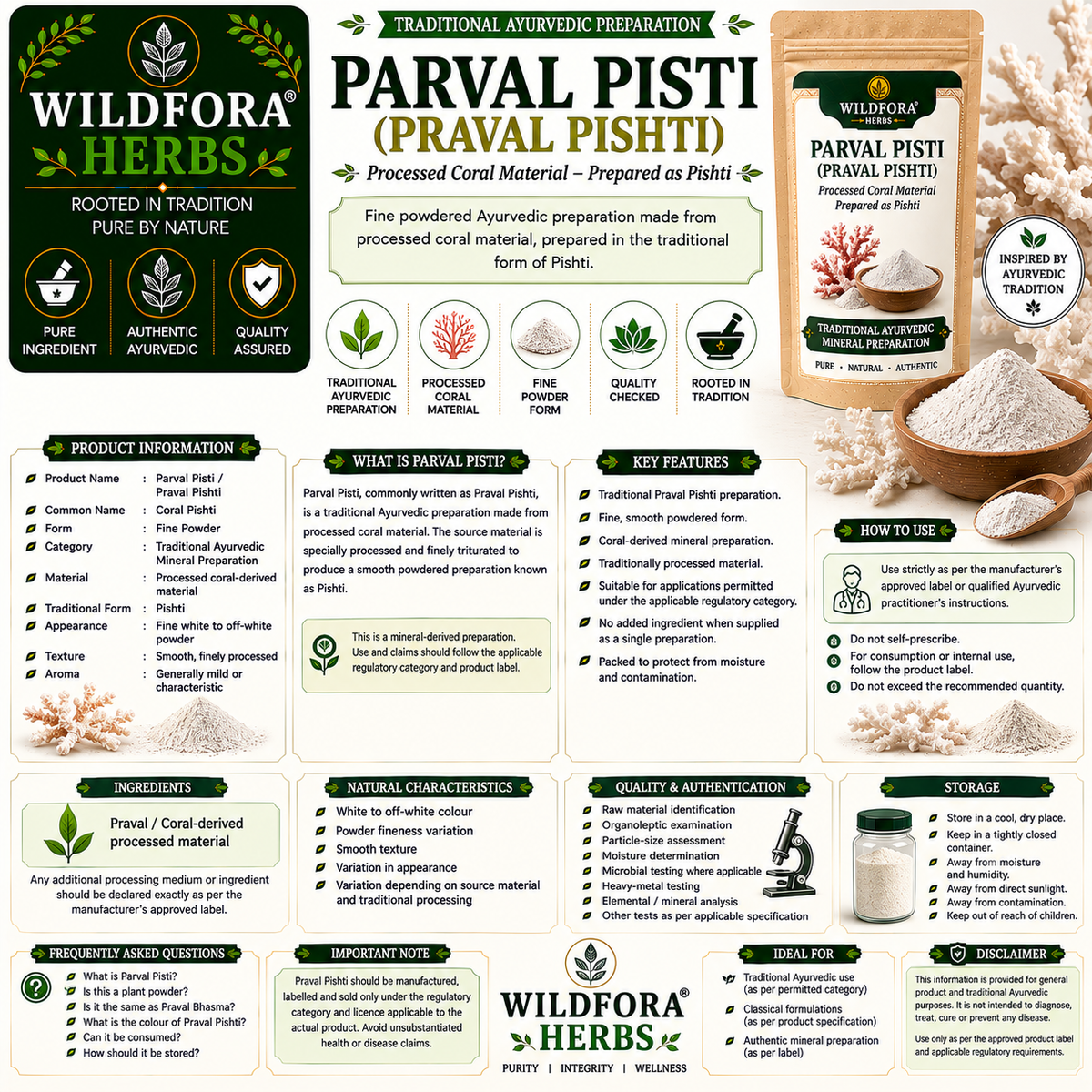 Parval Pisti Powder Coral Calcium | Praval Pishti Mineral Powder