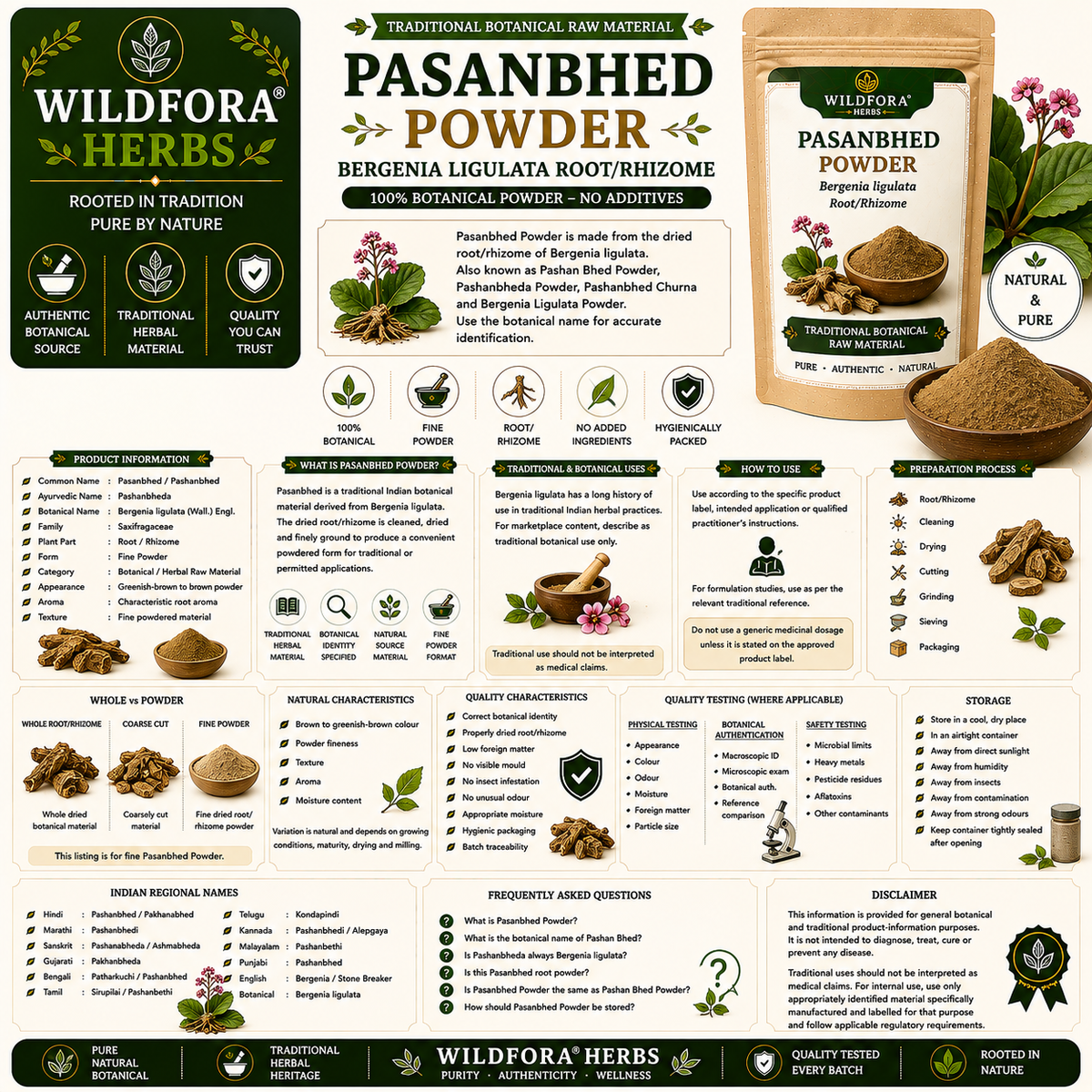 Pasanbhed Powder Bergenia Ligulata | Pashan Bhed Herbal Powder