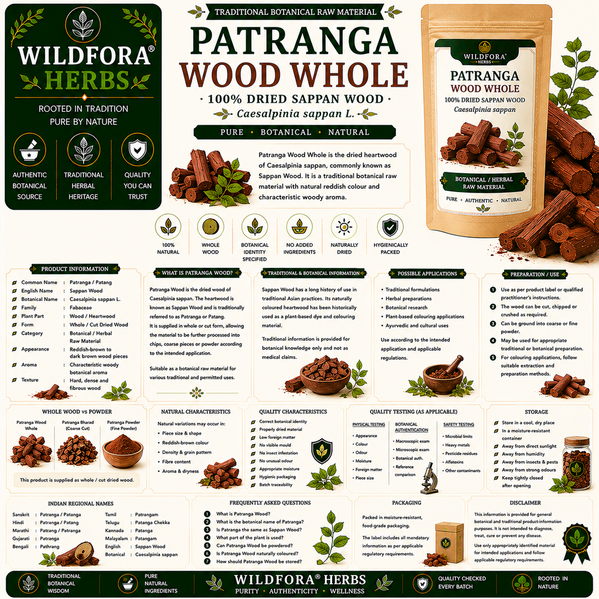 Patranga Wood Whole Caesalpinia Sappan Natural Sappan Wood