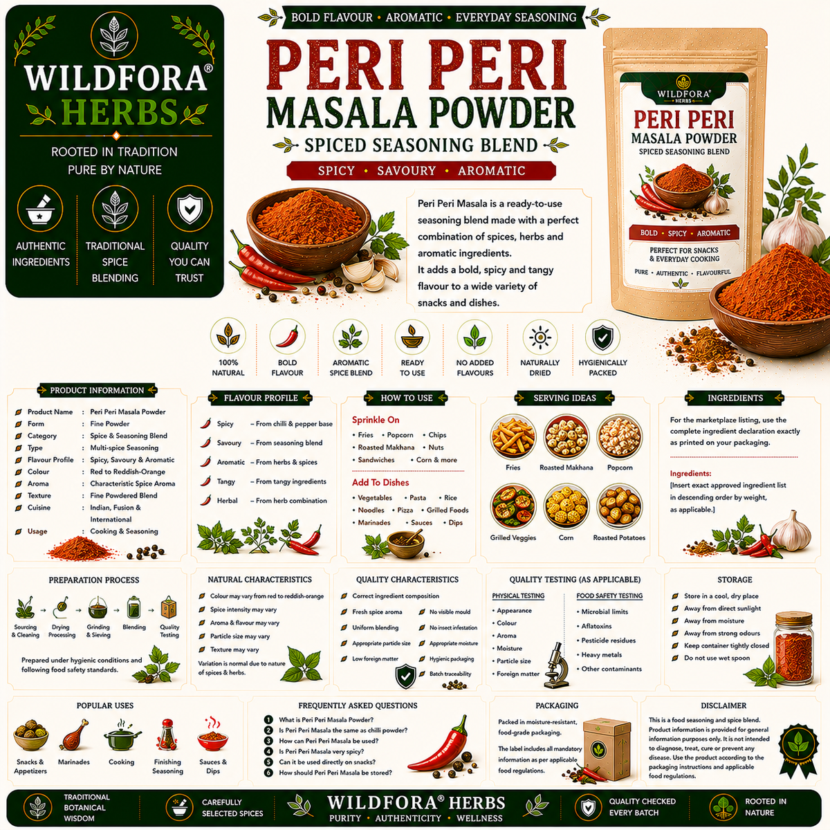 Peri Peri Masala Powder Spicy Seasoning Blend