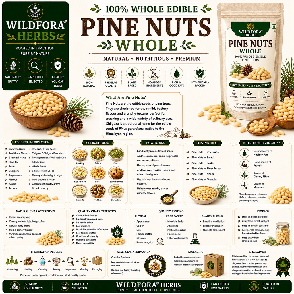 Pine Nuts Whole Premium Quality Chilgoza Natural Edible Seeds