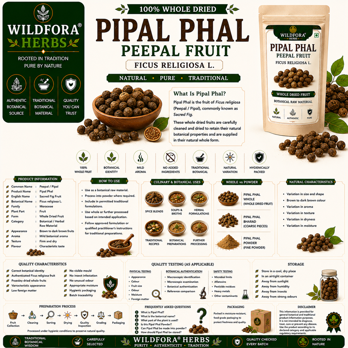 Pipal Phal Whole Ficus Religiosa Natural Peepal Fruit
