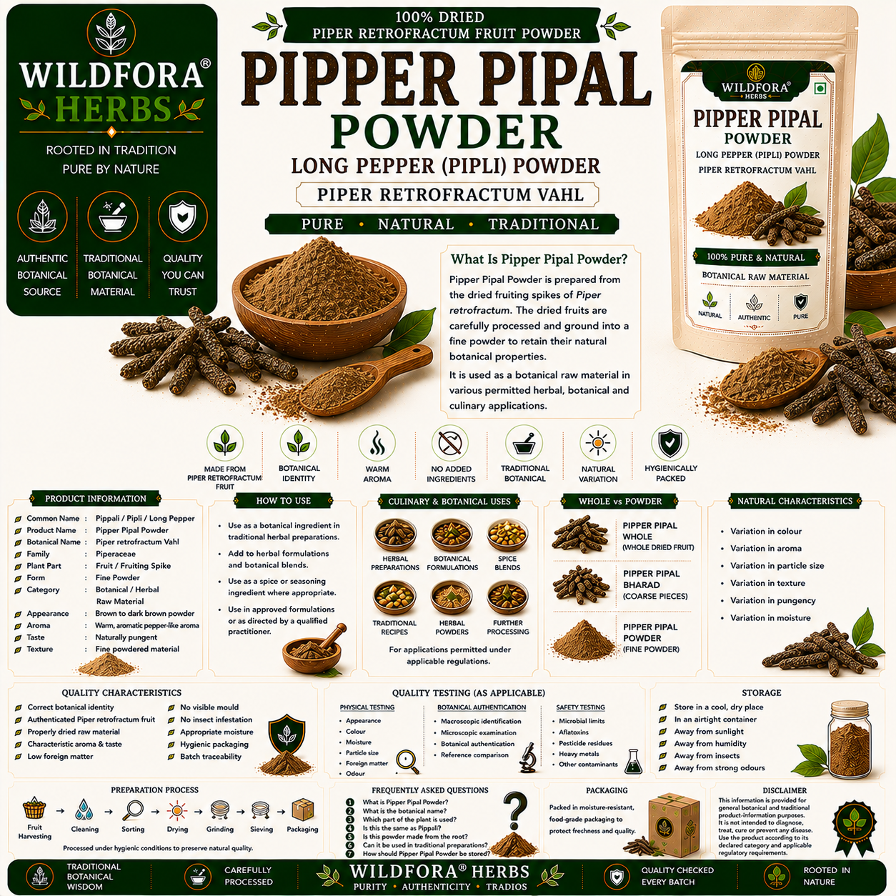 Pipper Pipal Powder Piper Retrofractum | Pippali Pipli Powder