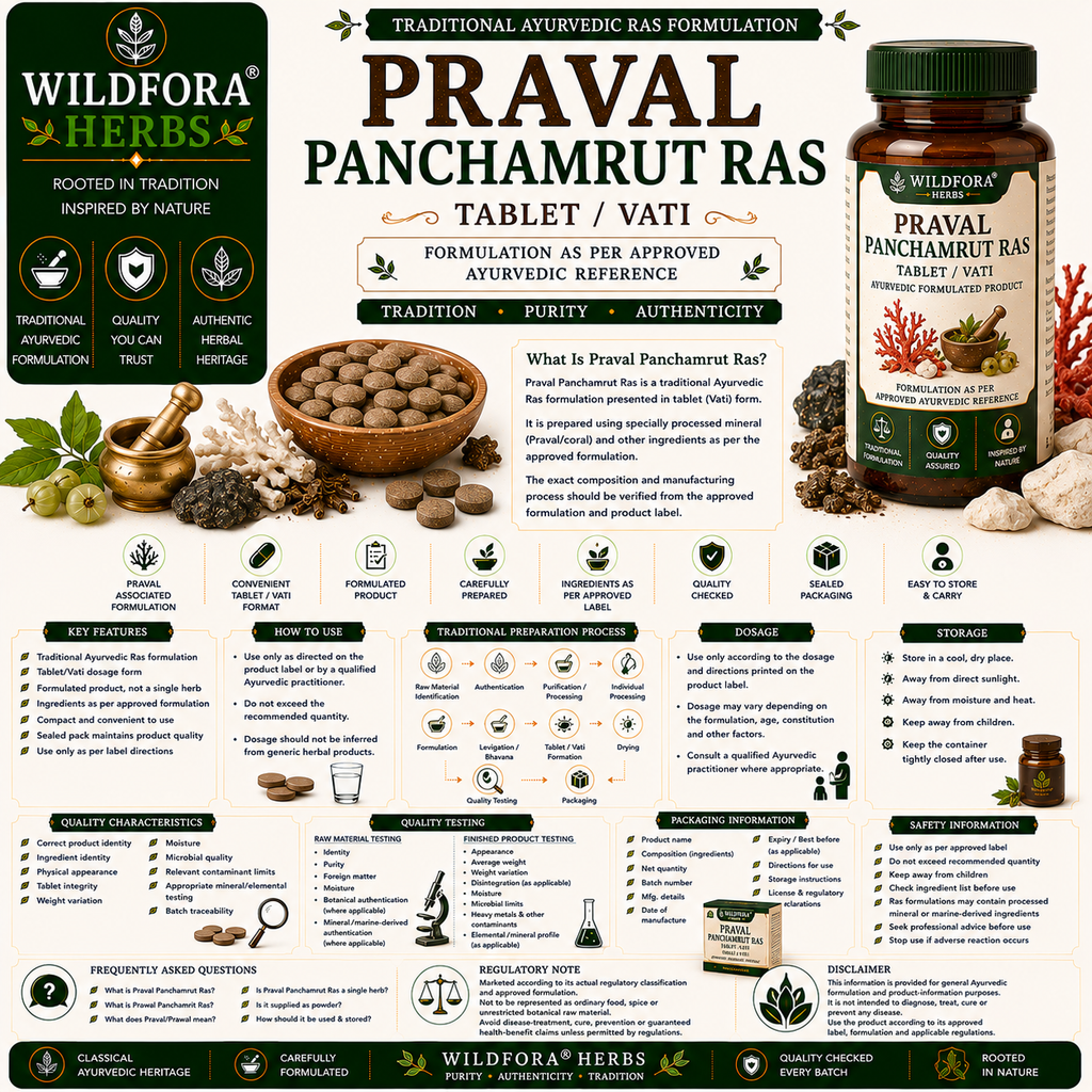 Praval Panchamrut Prawal Panchamrit Ras – Herbal Tablet Inspired by the Wild Forest