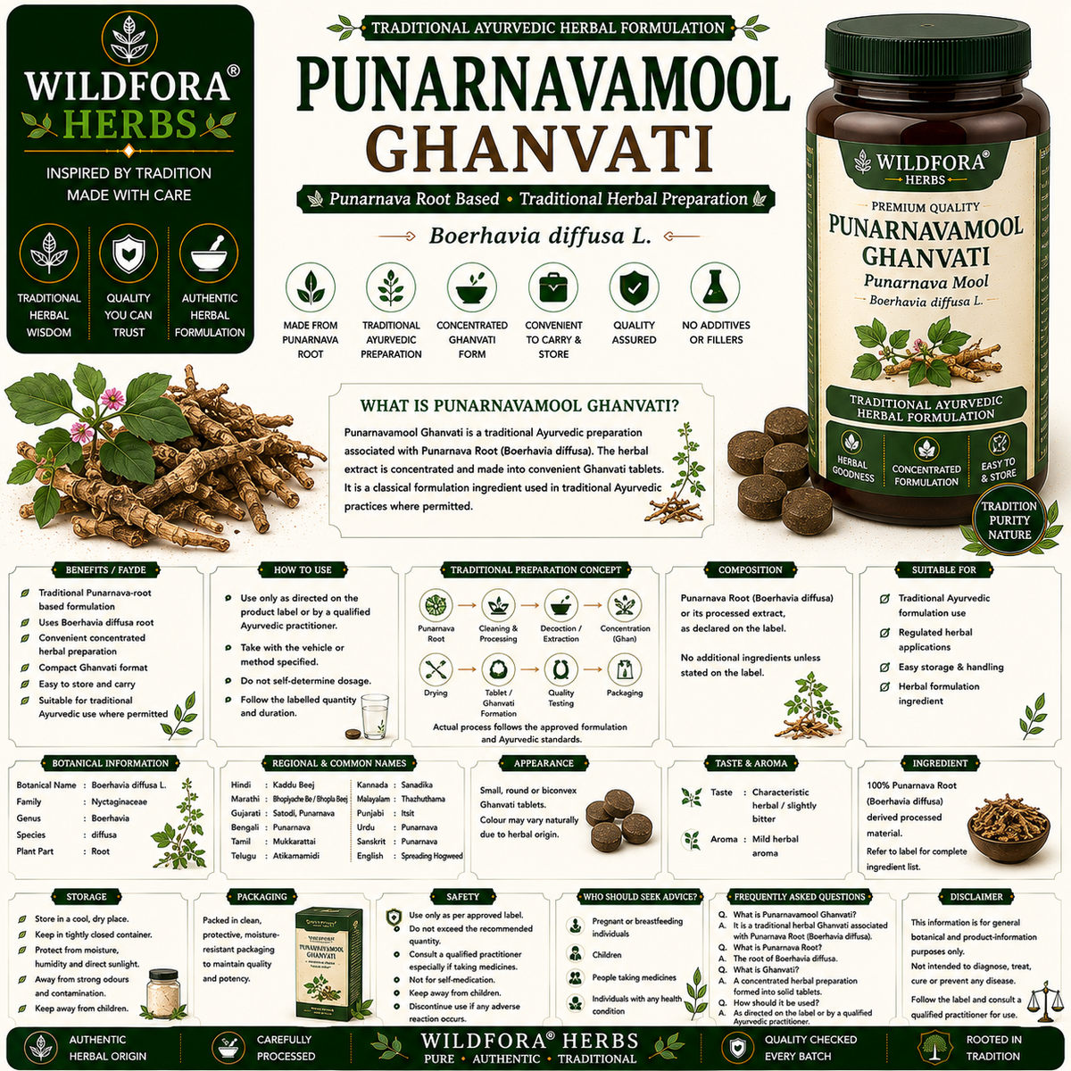 Punaranavamool Ghanvati PUNARANAVA Poonarnava Root Mul Ghan vati Tablet – Herbal Forest Inspired FormulationPunaranavamool Ghanvati PUNARANAVA Poonarnava Root Mul Ghan vati Tablet – Herbal Forest Inspired Formulation