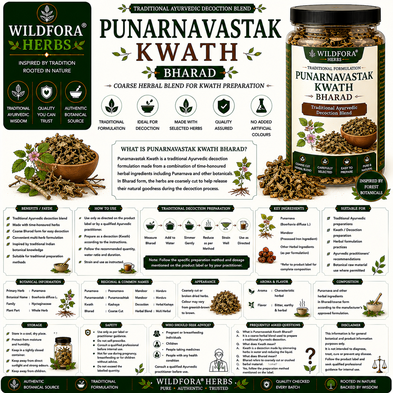 Punarnavastak Kwath Bharad Whole Herbal Decoction Blend