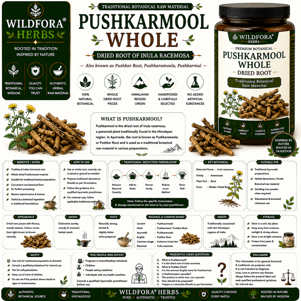 Pushkarmool Inula Racemosa Whole Natural Pushkar Root