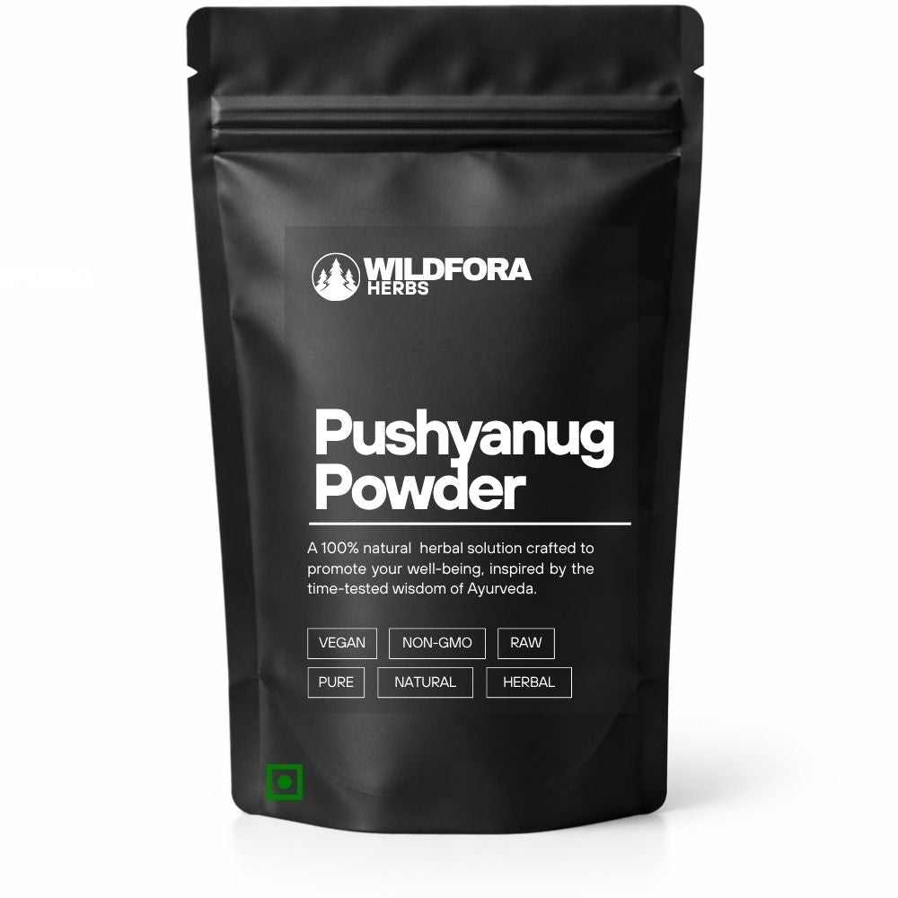 pushyanug churna, herbal powder, ayurvedic powder, natural supplement, wildfora, churna powder, herbal wellness, traditional herb, natural product, herbal blend