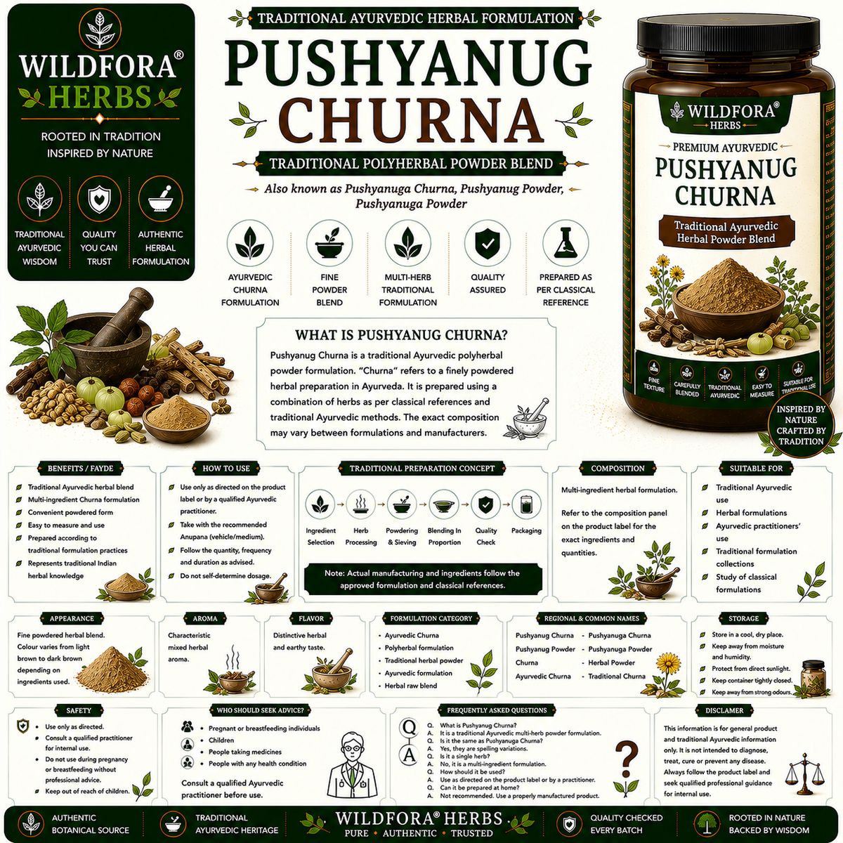 Pushyanug Churna Ayurvedic Herbal Blend Powder