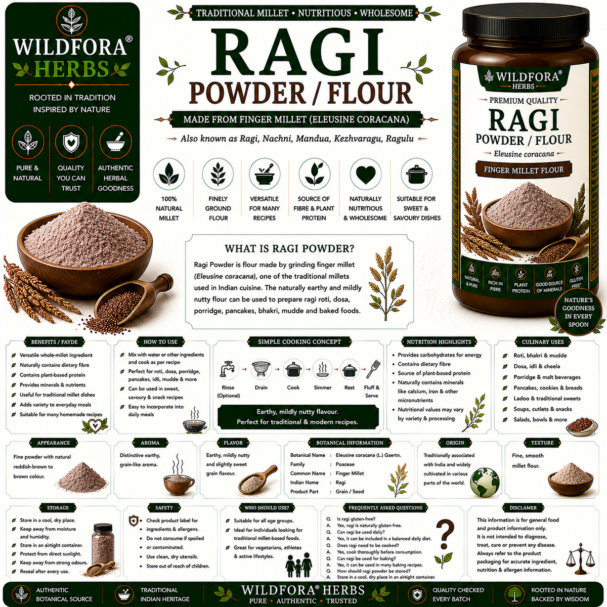 Ragi Powder Finger Millet Eleusine Coracana | Natural Millet Flour