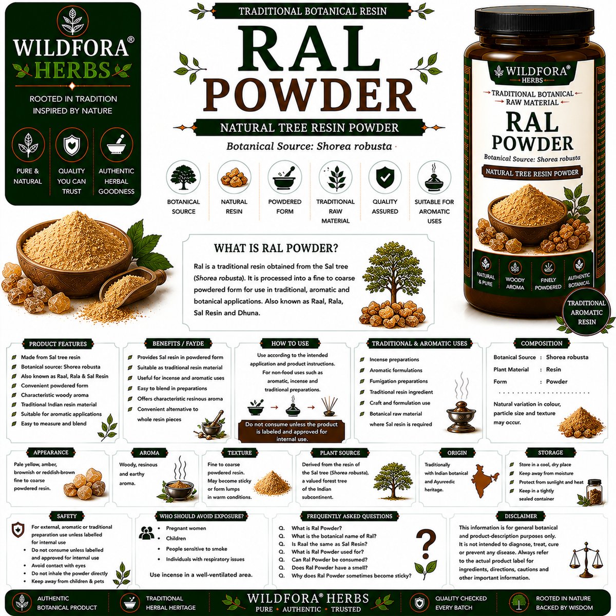 Ral Powder Shorea Robusta Resin | Natural Raal Powder