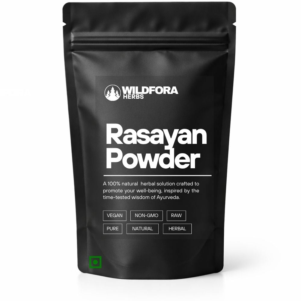 rasayan churna, herbal powder, ayurvedic powder, natural supplement, wildfora, churna powder, herbal wellness, traditional herb, natural product, herbal blend