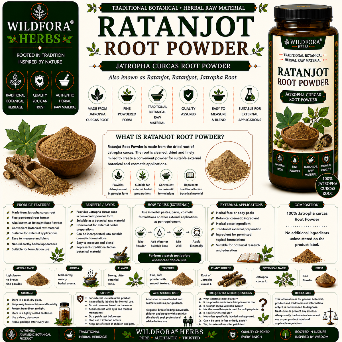 Ratanjot Root Powder Jatropha Curcas | Natural Herbal Powder