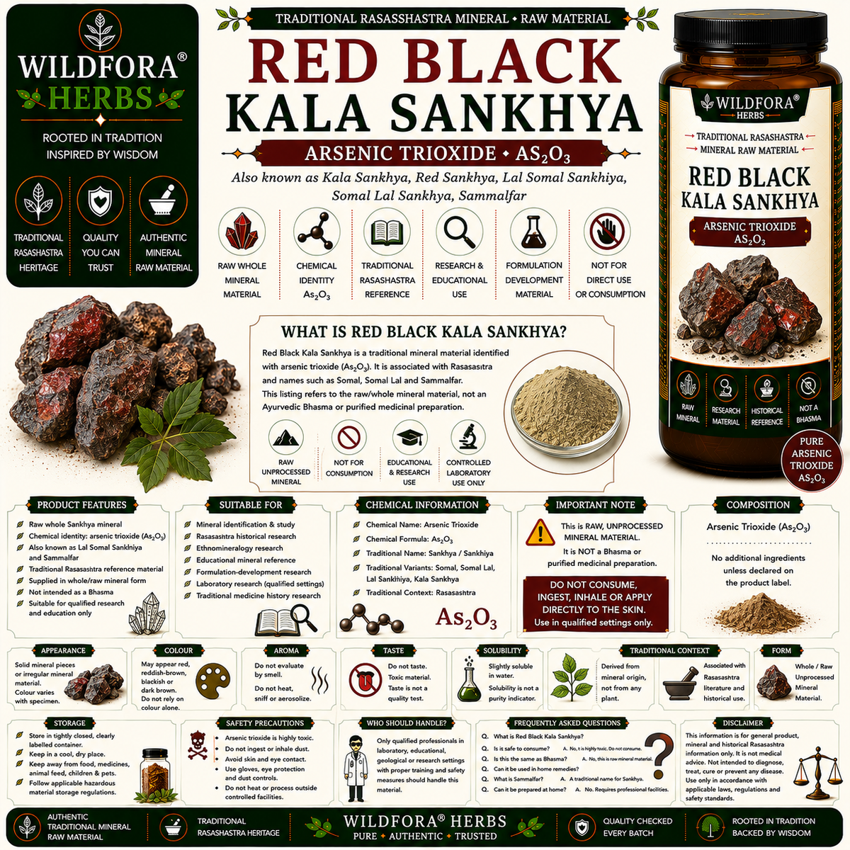 Red Black Kala Sankhya Arsenic Trioxide Sammalfar Whole