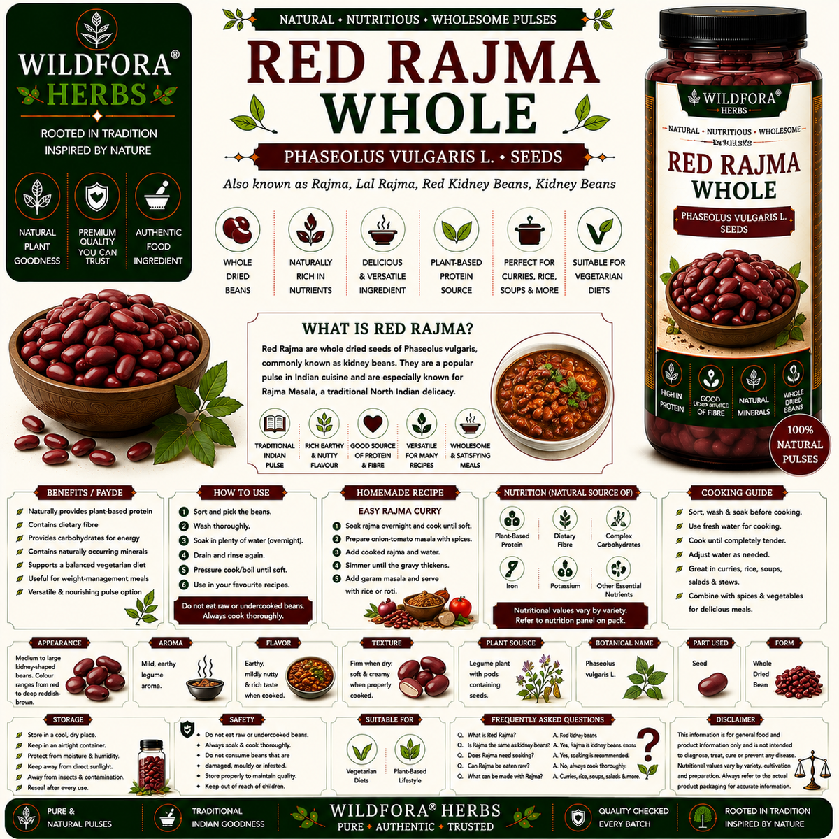 Red Rajma Phaseolus Vulgaris Whole