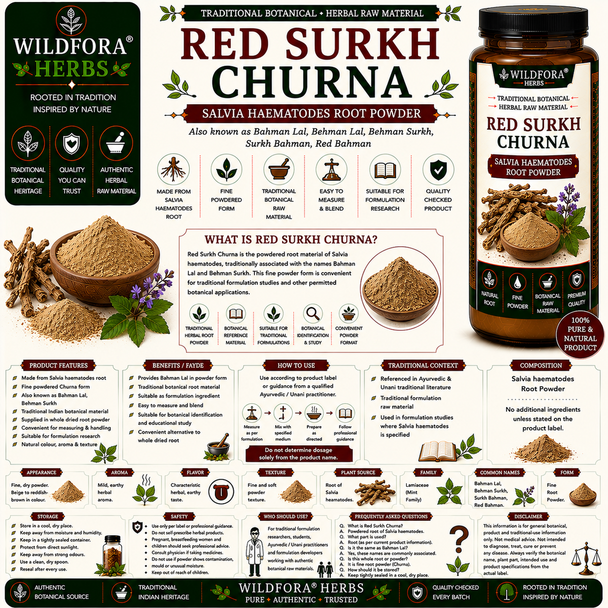 Red Surkh Churna Salvia Haematodes | Bahman Lal Powder