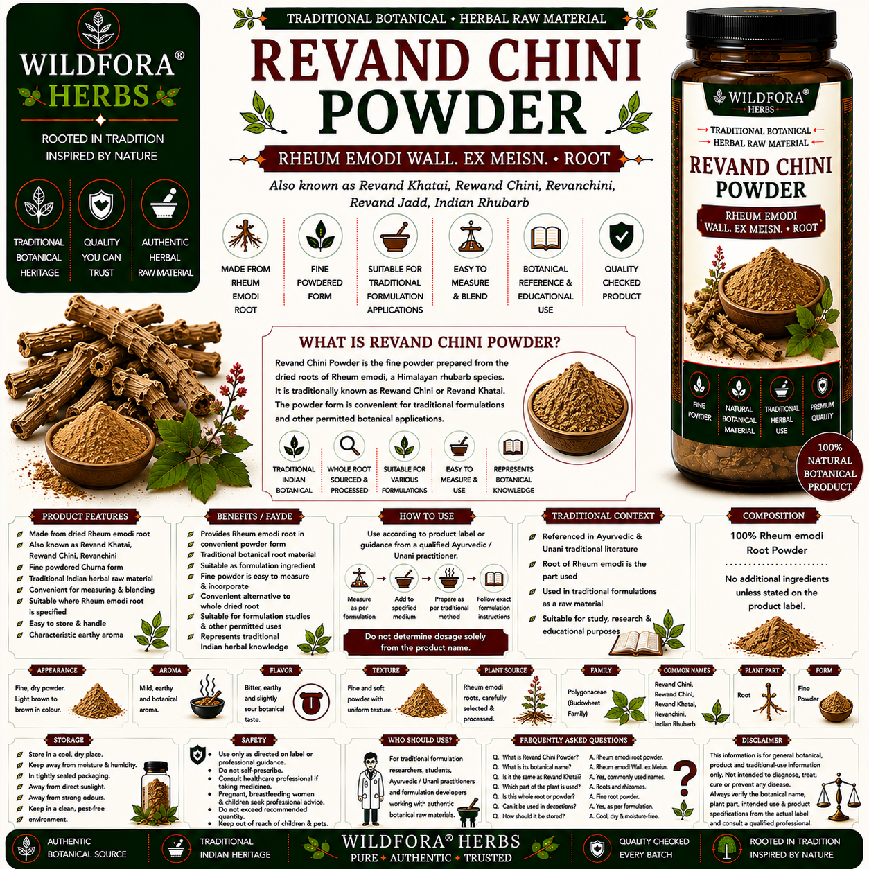 Revand Chini Powder Rheum Emodi | Revand Khatai Root Powder