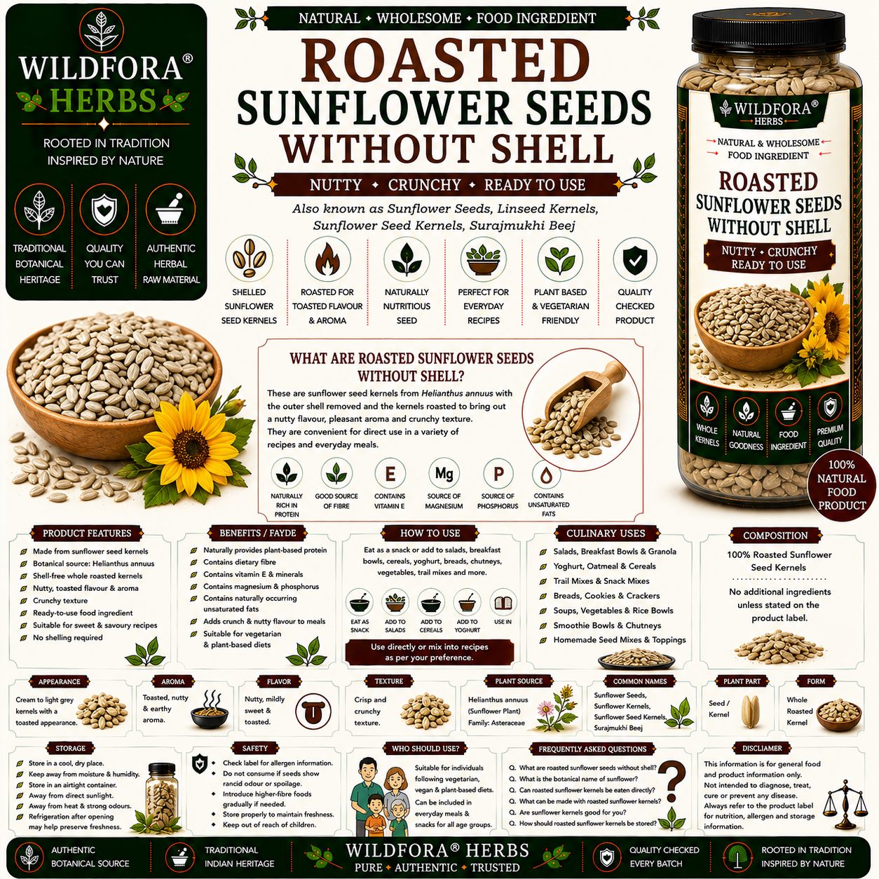 Roasted Sunflower Seeds Without Shell Helianthus Annuus Whole Premium Quality