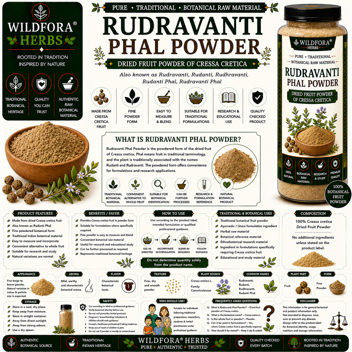 Rudravanti Phal Powder Cressa Cretica | Rudanti Fruit Powder