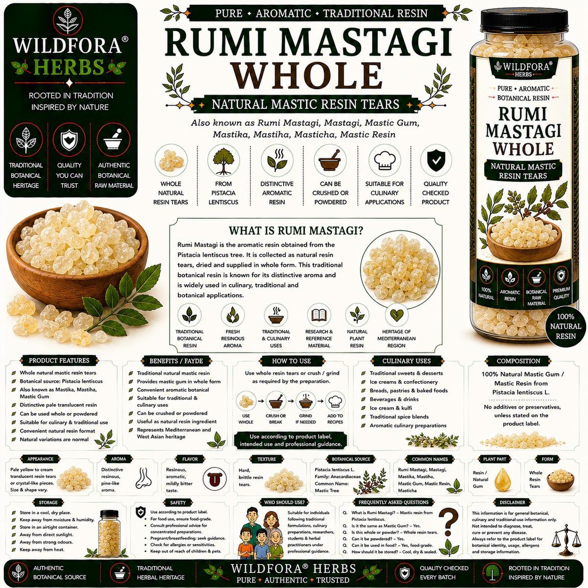 Rumi Mastagi Mastic Gum Pistacia Lentiscus Whole