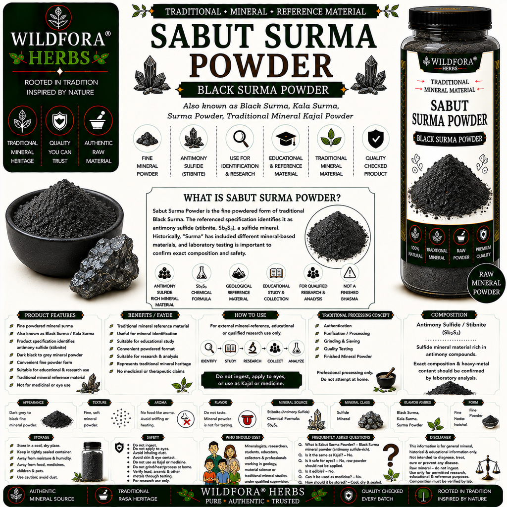Sabut Surma Powder Black Surma | Traditional Mineral Kajal Powder