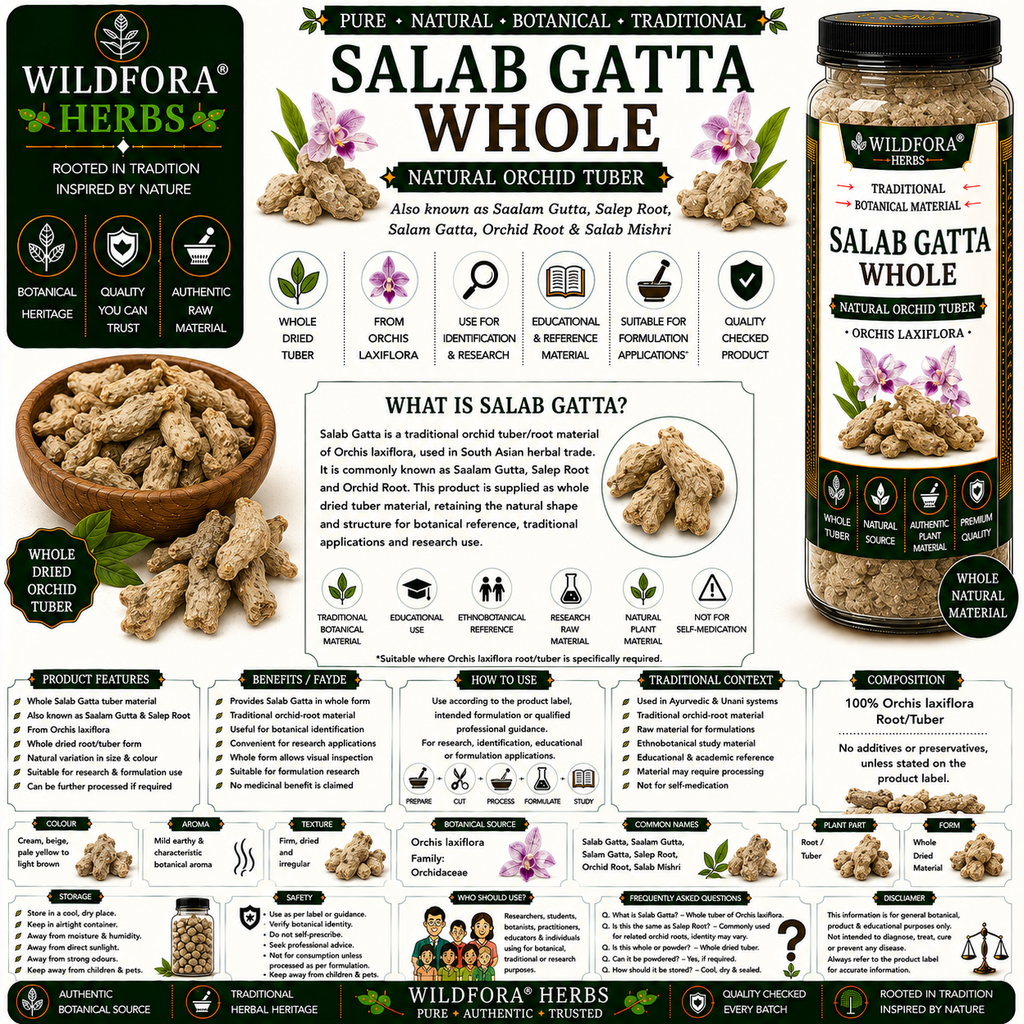 Salab Gatta Whole Orchis Laxiflora | Saalam Gutta Salep Orchid Root