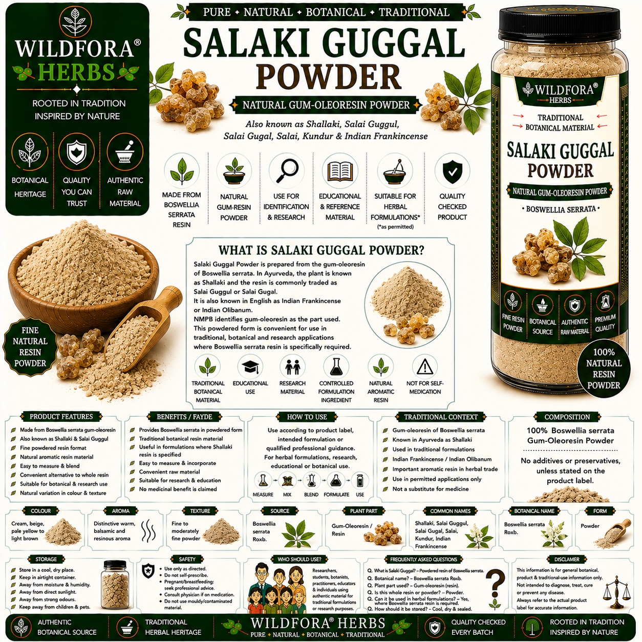 Salaki Guggal Powder Boswellia Serrata | Indian Frankincense Resin Powder