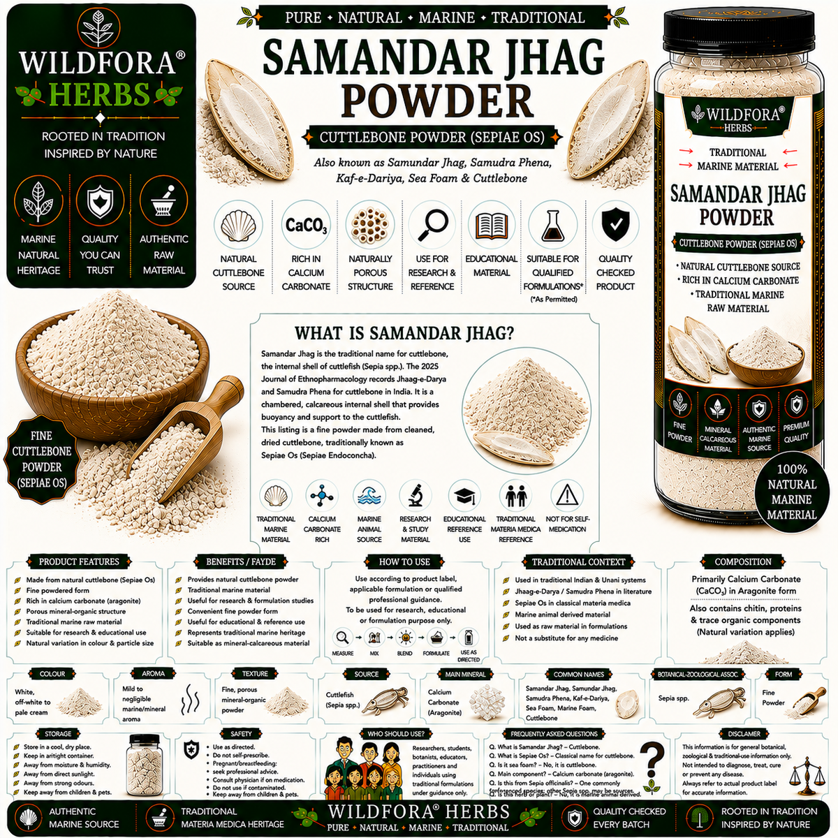Samandar Jhag Powder Sepiae Os | Sea Foam Natural Powder
