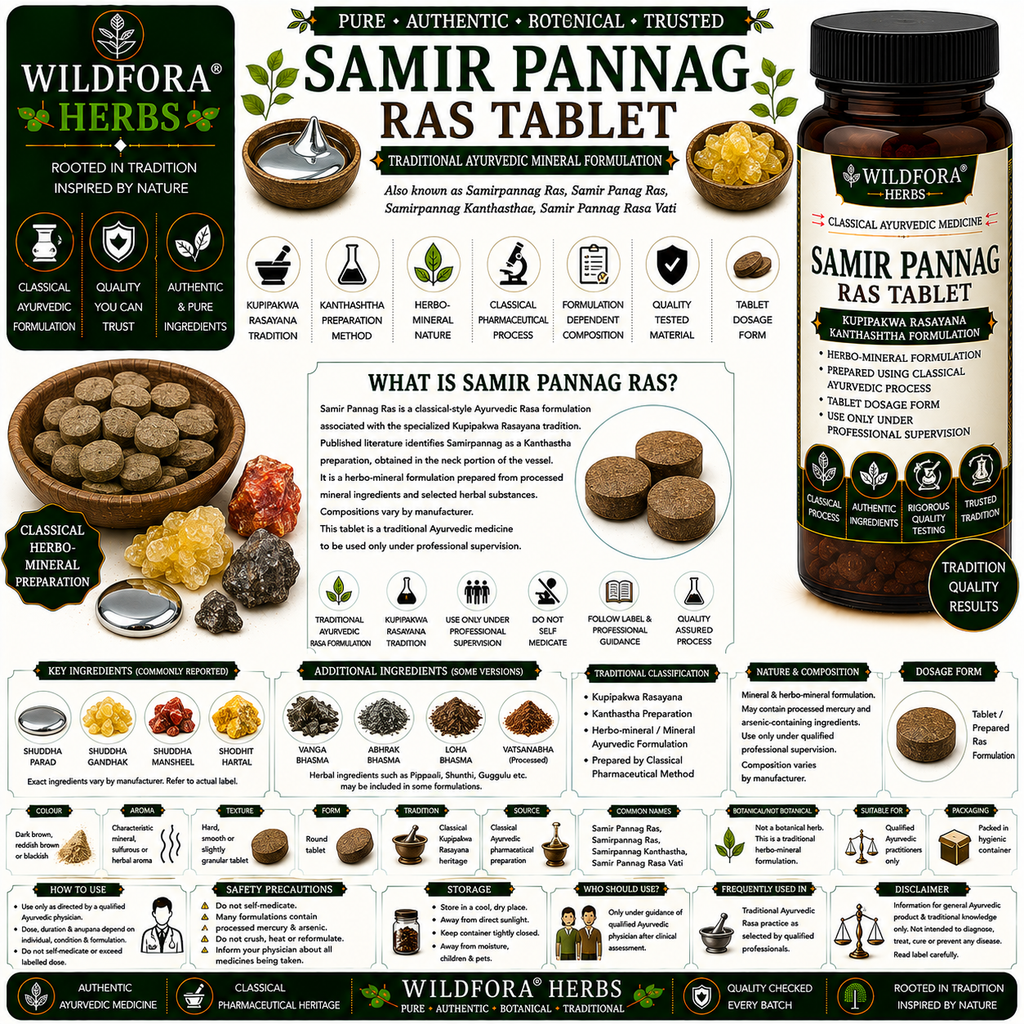 Samir Pannag Ras Tablet Samirpannag Kanthastha | Traditional Ayurvedic Mineral Formulation