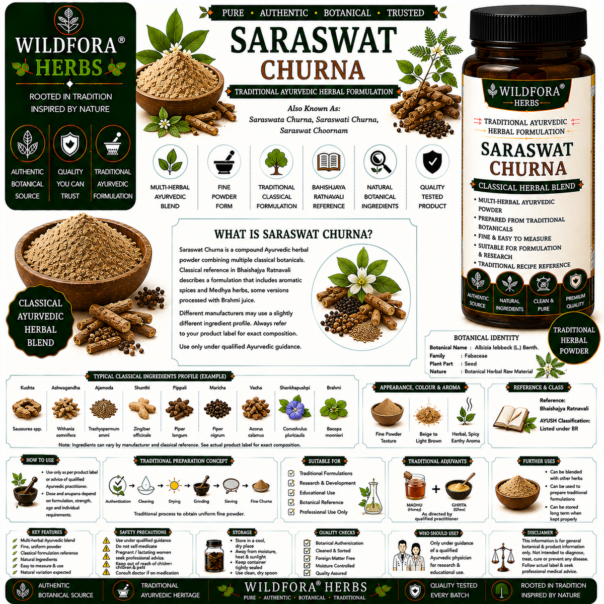 Saraswat Churna Ayurvedic Herbal Blend Powder | Saraswata Churna | Classical Churna